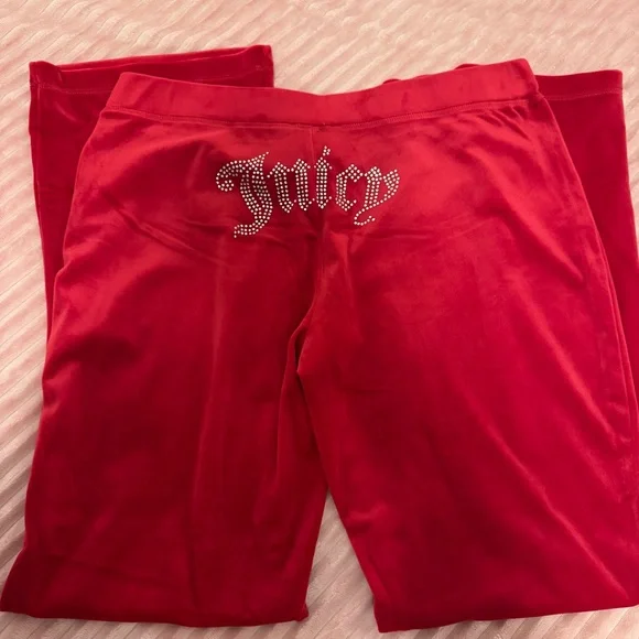 Juicy Couture Red Rhinestone Sweatsuit with Zip-up Hoodie and Pants Size L - Picture 7 of 7